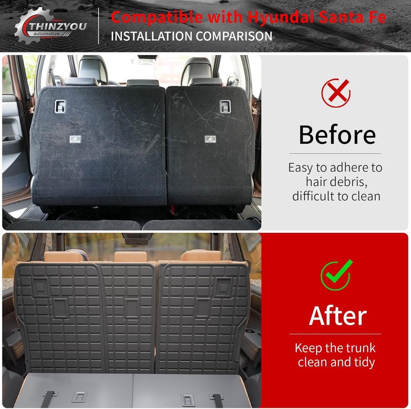 Thinzyou Kick Mats Compatible with 2024 2025 2026 Hyundai Santa Fe Back Seat Cover Protector TPE All Weather Backrest Mats 2024 Santa Fe Accessories (2024-2026,2nd Row Backrest Mat) - Image 2